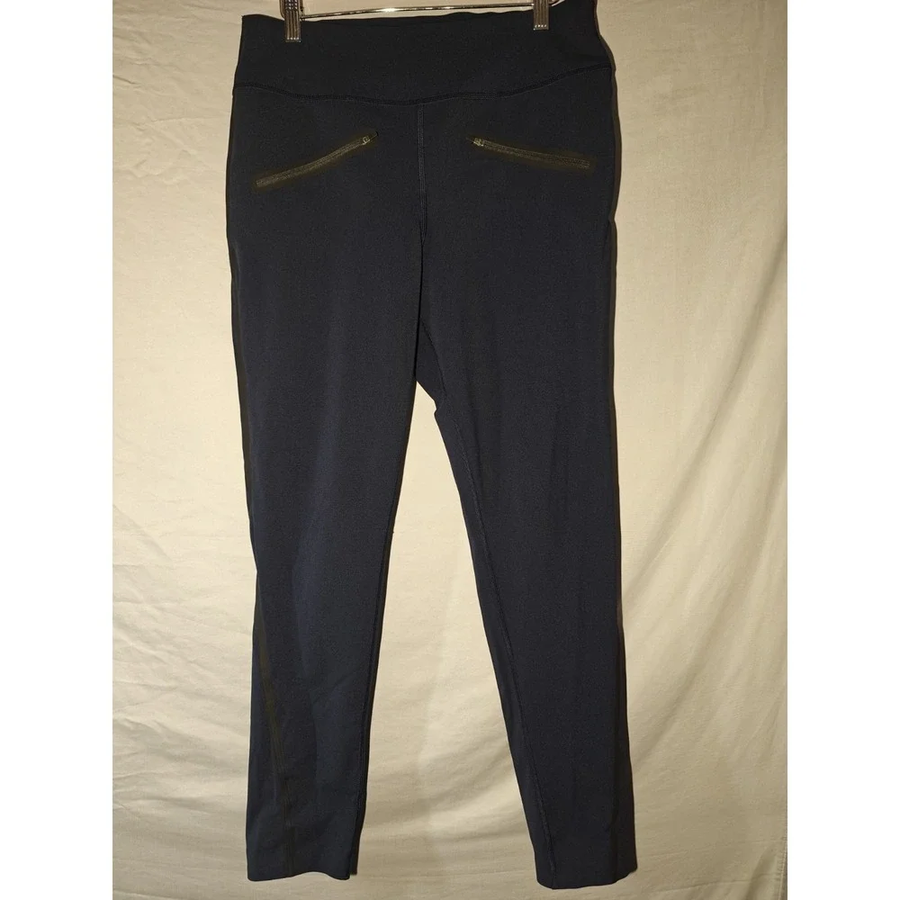 SPANX By Sara Blakely XL Women's Blue‎ Nylon Blend Leggings zipper detail